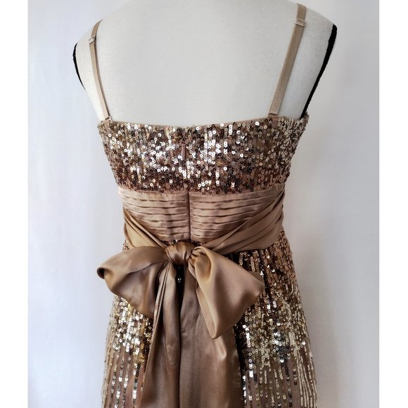 BCBGMaxAzria Convertible Strap Silk and Tulle Sequined Party Dress - Picture 7 of 11